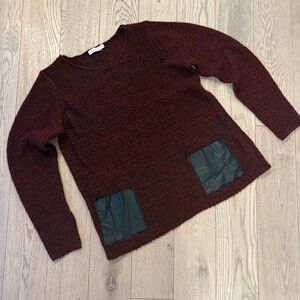 Reitmans Maroon Sweater with Faux-leather Pockets
